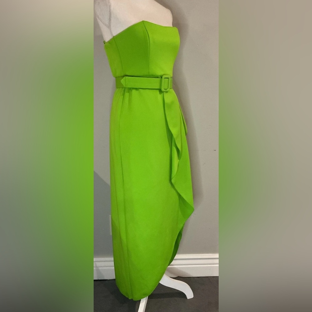 Badgley Mischka Strapless High-Slit Dress In Lime Green Sz 6 NWT - Picture 8 of 11